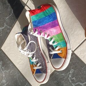 Converse All Stars High Top Canvas Rainbow Unisex Sneakers  Customized